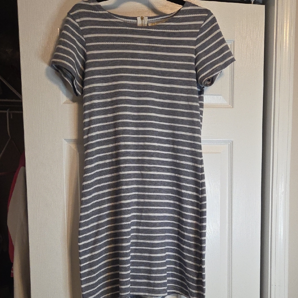 Sail To Sable  Women's Navy and White Striped Short-Sleeve Dress